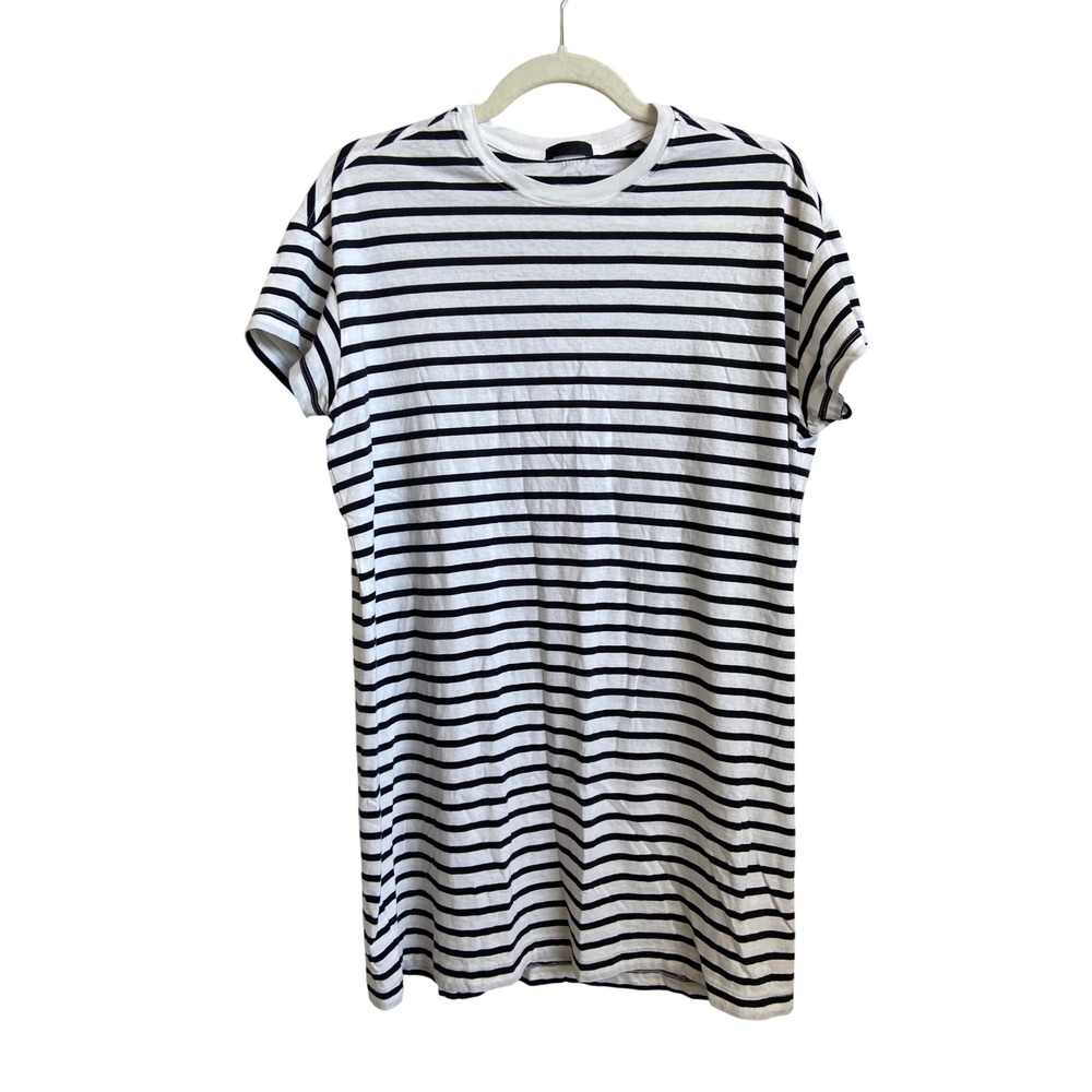 ATM Anthony Thomas Melillo Striped T-Shirt Dress White Black Cotton Small
